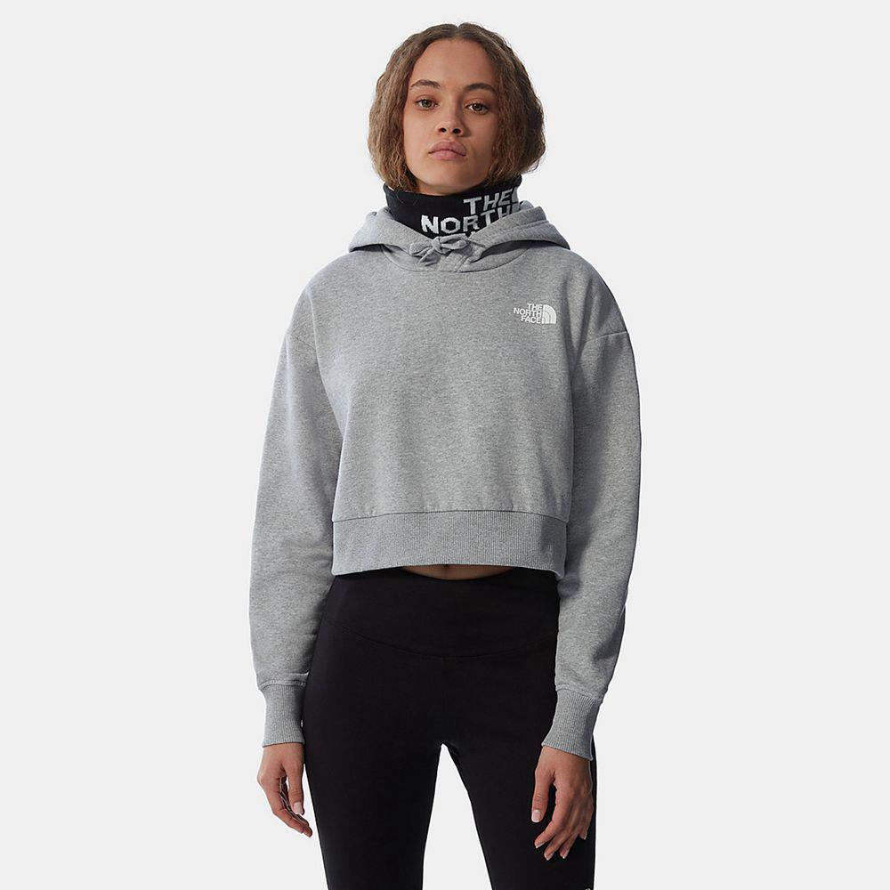 The North Face Trend Cropped Fleece Γυναικεια Φούτερ Hoodie - Ανοιχτο Γκρι (MUQG23974)